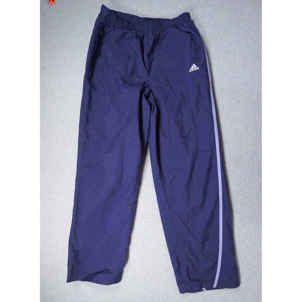 Vintage Adidas Pants Women Small Blue Windbreaker 3 Stripes Y2K Ladies
